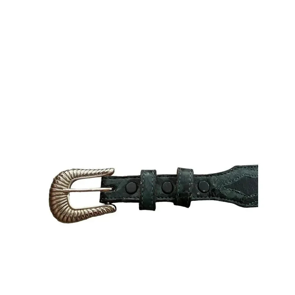 Tony Lama LM72042 20541B Leather Belt Gold/Silver Tone Buckle Size 32